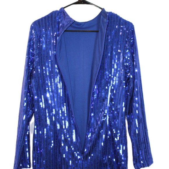 Coloiura Elegant Sequin Tassel Bodycon Midi Dress Blue Size Med - Picture 11 of 15